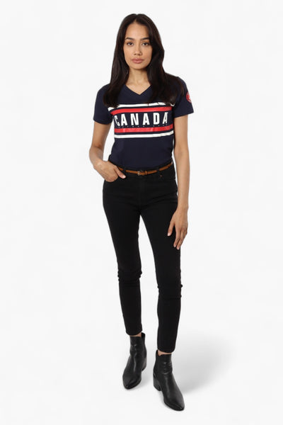 Canada Weather Gear Striped Canada Print Tee - Navy - Womens Tees & Tank Tops - Fairweather