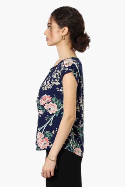 Beechers Brook Floral Cap Sleeve Blouse - Navy - Womens Shirts & Blouses - Fairweather