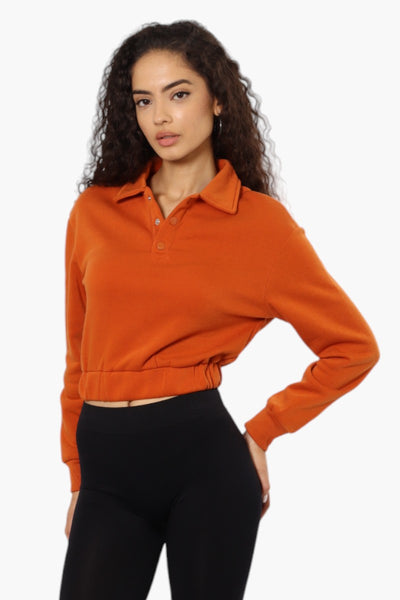 Miss Selfie Collared Cropped Sweatshirt - Orange - Womens Hoodies & Sweatshirts - Fairweather