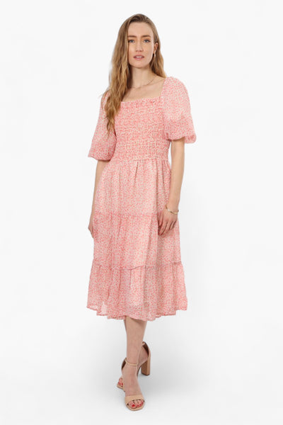 Limite Floral Smock Tiered Maxi Dress - Pink - Womens Maxi Dresses - Fairweather