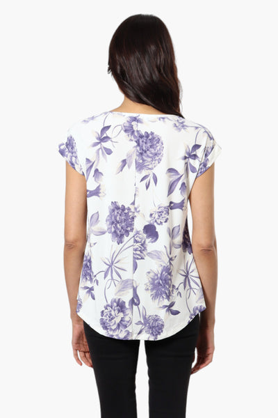 Beechers Brook Floral Cap Sleeve Blouse - White - Womens Shirts & Blouses - Fairweather