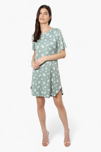 International INC Company Floral Short Sleeve Day Dress - Mint - Womens Day Dresses - Fairweather
