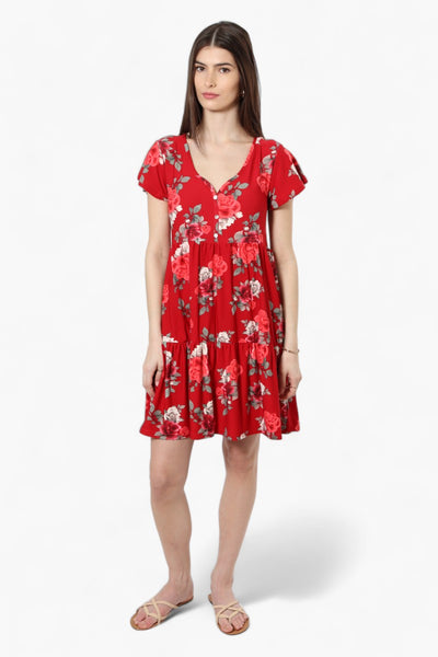 Beechers Brook Floral Button Down Day Dress - Red - Womens Day Dresses - Fairweather