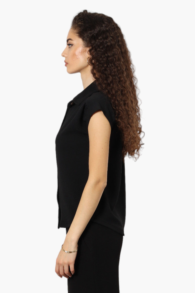 Impress Short Sleeve Button Down Shirt - Black - Womens Shirts & Blouses - Fairweather