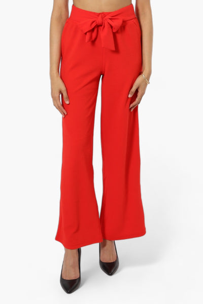 Impress Belted Wide Leg Pants - Red - Womens Pants - Fairweather