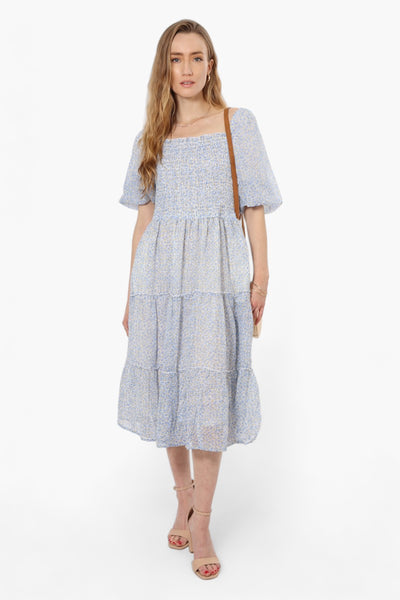 Limite Floral Smock Tiered Maxi Dress - Blue - Womens Maxi Dresses - Fairweather