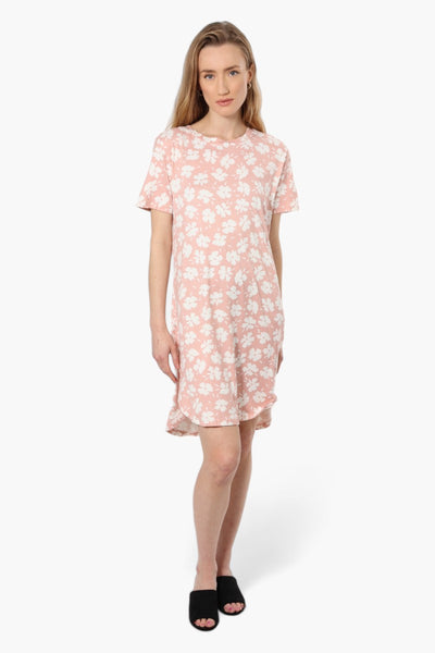 International INC Company Floral Short Sleeve Day Dress - Pink - Womens Day Dresses - Fairweather