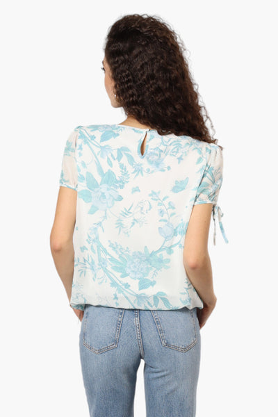 Limite Floral Tie Sleeve Blouse - White - Womens Shirts & Blouses - Fairweather