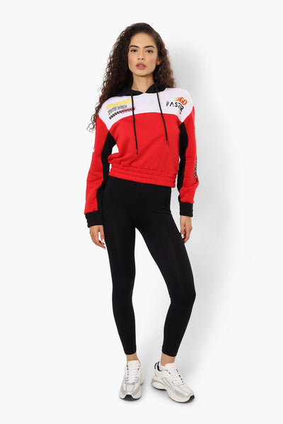 New Look Fleece Colour Block Racing Hoodie - Red - Womens Hoodies & Sweatshirts - Fairweather