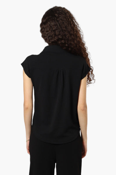 Impress Short Sleeve Button Down Shirt - Black - Womens Shirts & Blouses - Fairweather