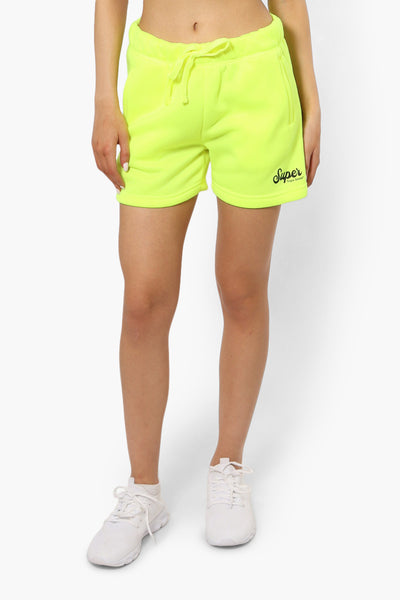 Super Triple Goose Solid Tie Waist Shorts - Yellow - Womens Shorts & Capris - Fairweather