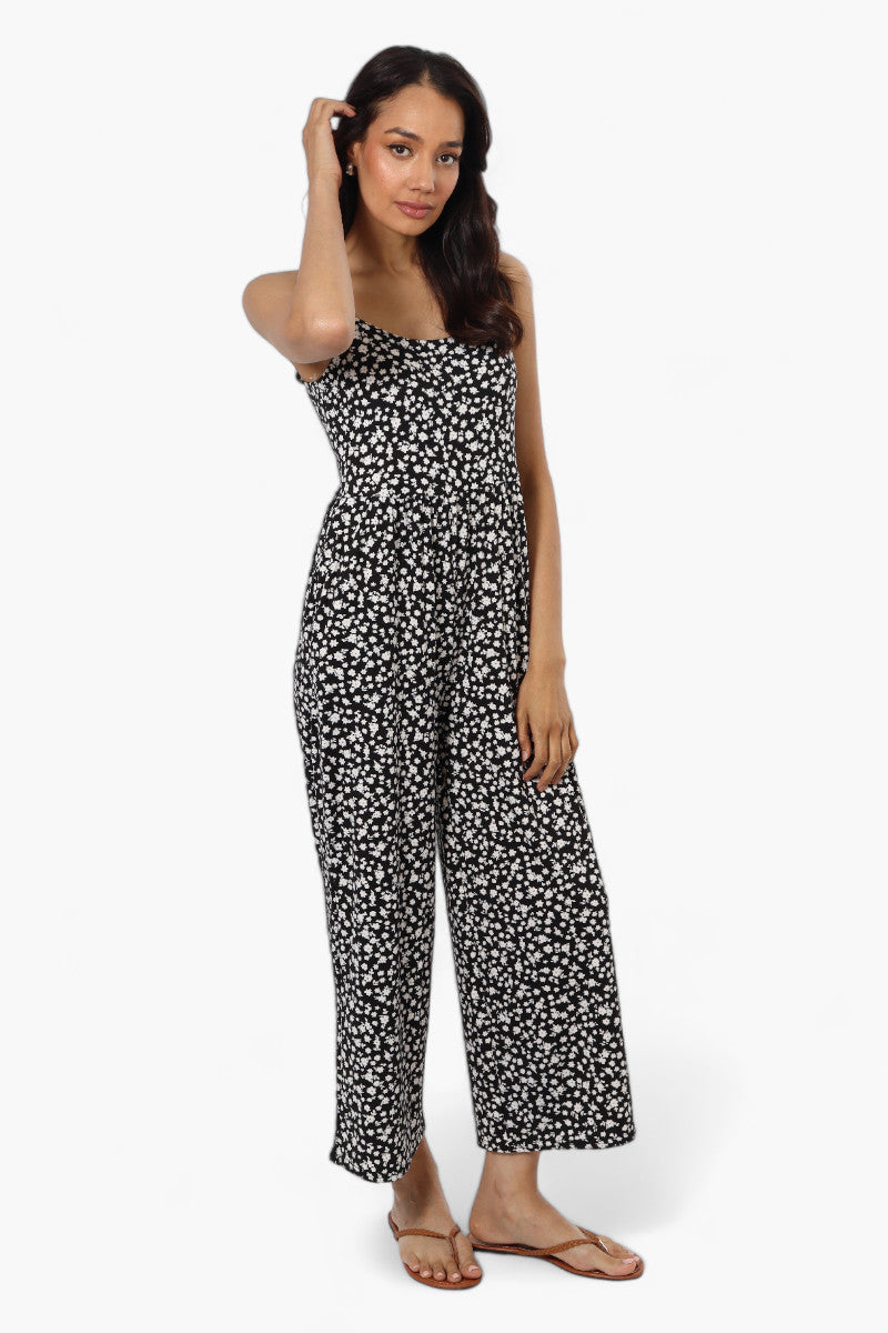 International INC Company Floral Spaghetti Strap Jumpsuit - Black - Womens Jumpsuits & Rompers - Fairweather