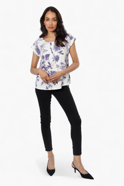 Beechers Brook Floral Cap Sleeve Blouse - White - Womens Shirts & Blouses - Fairweather