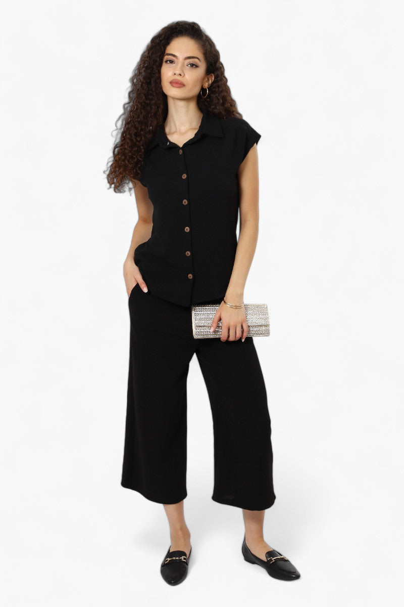 Impress Short Sleeve Button Down Shirt - Black - Womens Shirts & Blouses - Fairweather