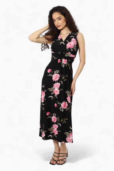 Beechers Brook Belted Floral Crossover Maxi Dress - Black - Womens Maxi Dresses - Fairweather