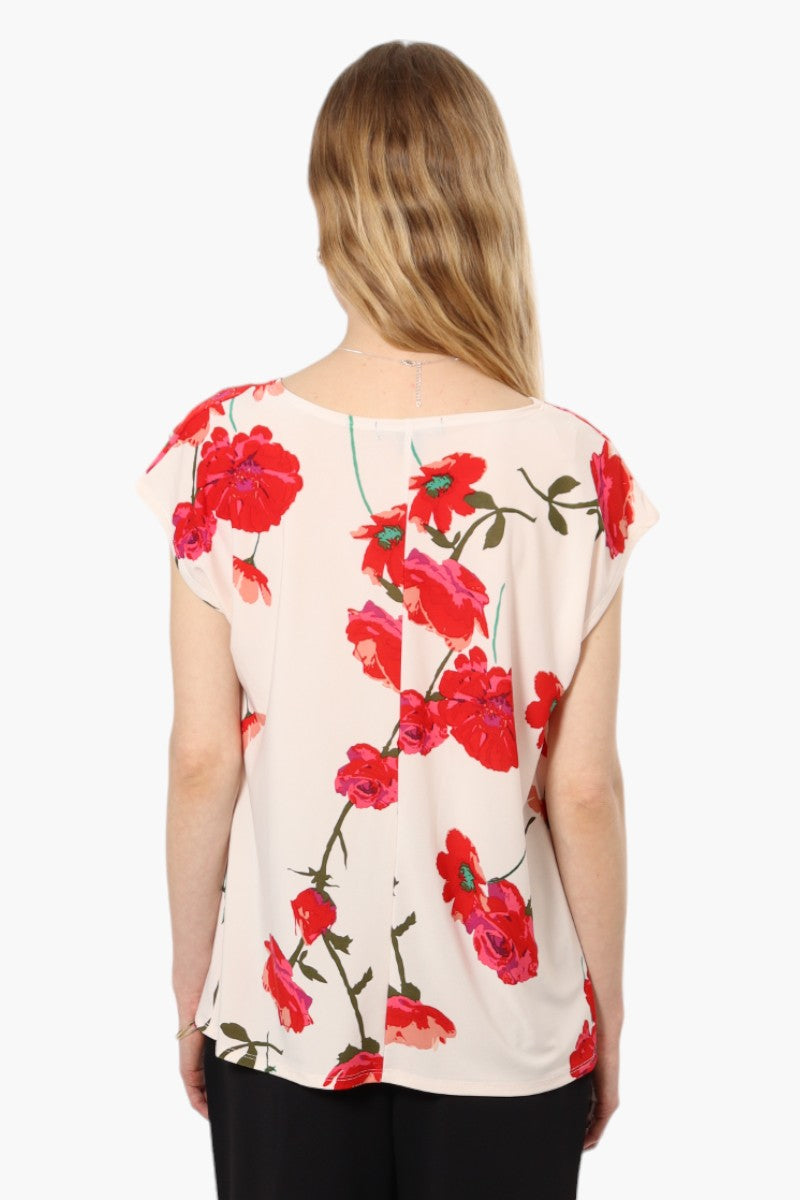 Impress Floral Cap Sleeve Shirt - White - Womens Tees & Tank Tops - Fairweather