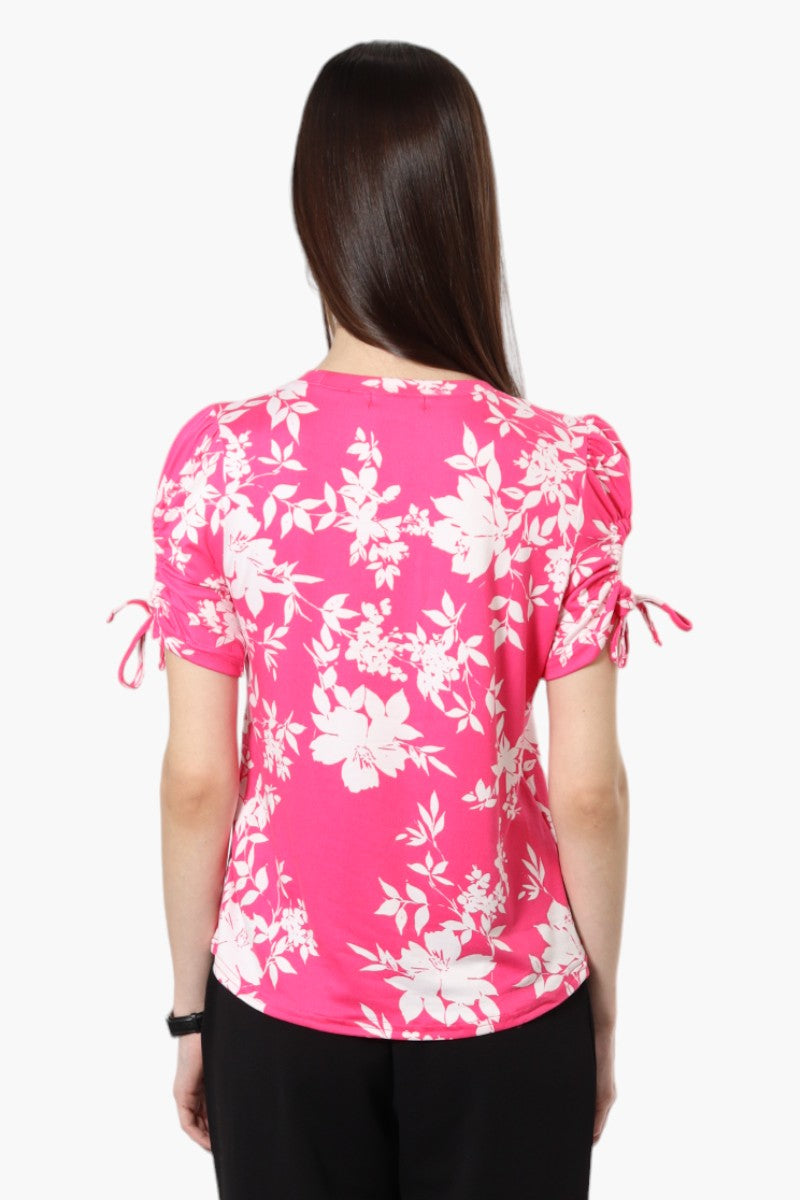 Majora Floral Tie Sleeve Blouse - Pink - Womens Shirts & Blouses - Fairweather