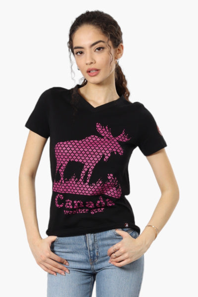 Canada Weather Gear Moose Print Tee - Black - Womens Tees & Tank Tops - Fairweather
