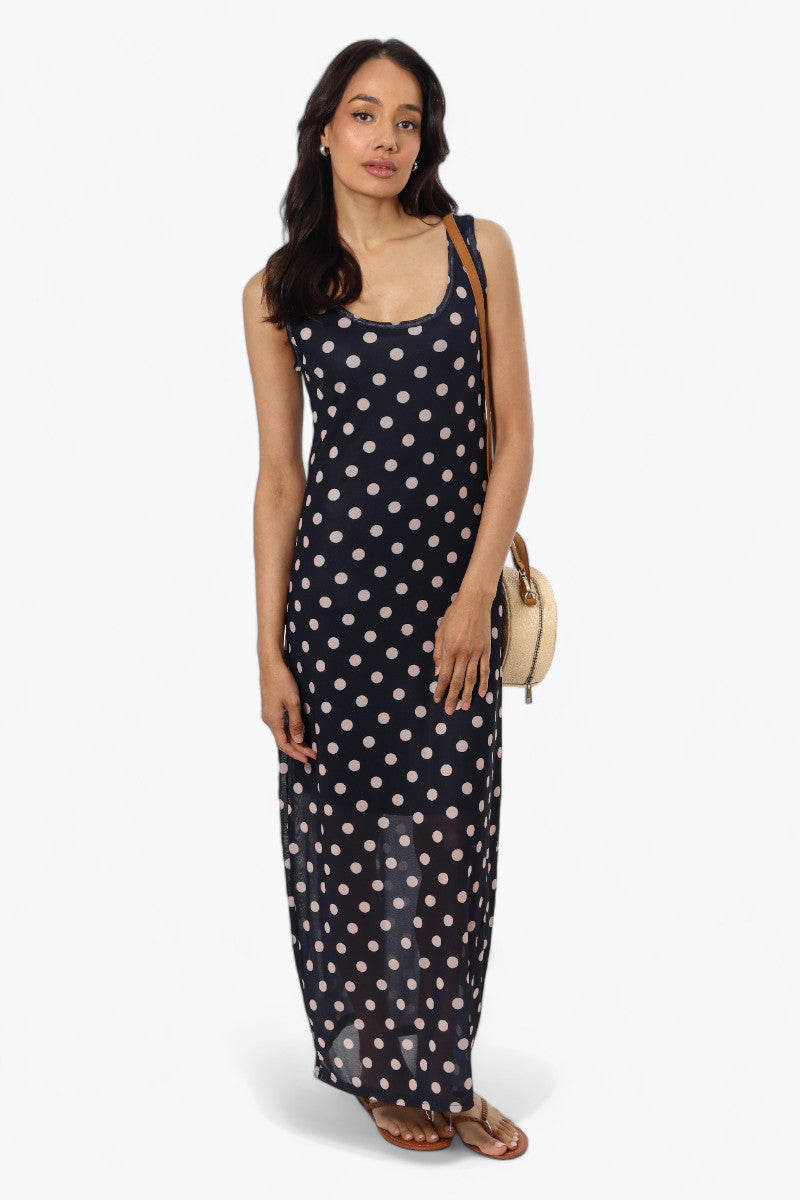 Majora Polka Dot Pattern Maxi Dress - Navy - Womens Maxi Dresses - Fairweather