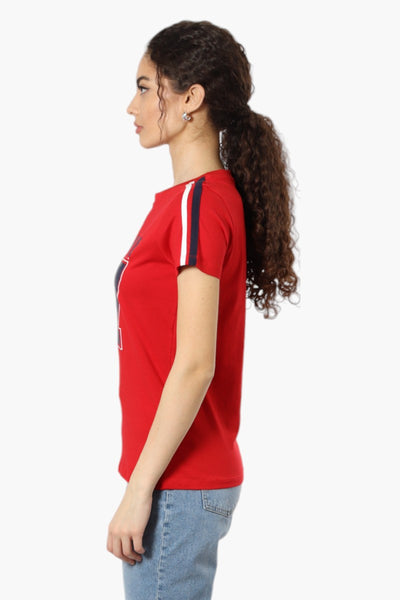 Canada Weather Gear Striped 67 Print Tee - Red - Womens Tees & Tank Tops - Fairweather