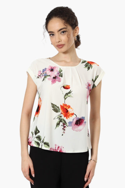 Beechers Brook Floral Zip Shoulder Blouse - White - Womens Shirts & Blouses - Fairweather