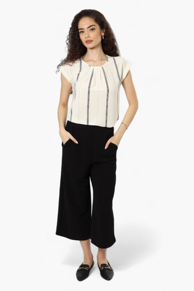 Beechers Brook Striped Zip Shoulder Blouse - White - Womens Shirts & Blouses - Fairweather