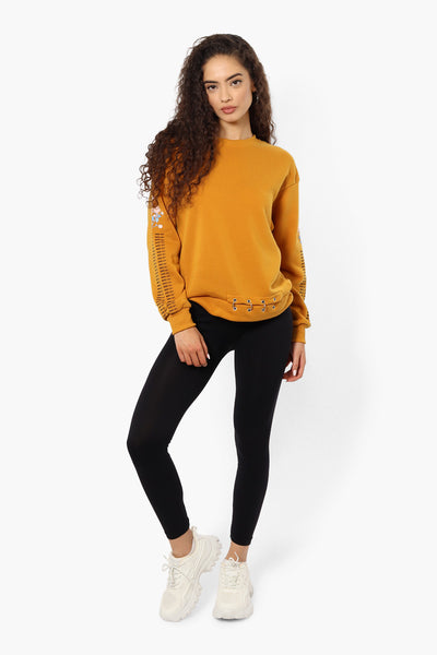 Lili Sport Crewneck Sleeve Detail Sweatshirt - Mustard - Womens Hoodies & Sweatshirts - Fairweather