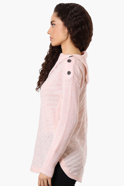 Beechers Brook Shoulder Button Split Neck Pullover Sweater - Pink - Womens Pullover Sweaters - Fairweather
