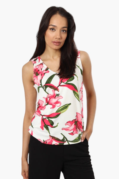 International INC Company Floral Pattern Tank Top - White - Womens Tees & Tank Tops - Fairweather