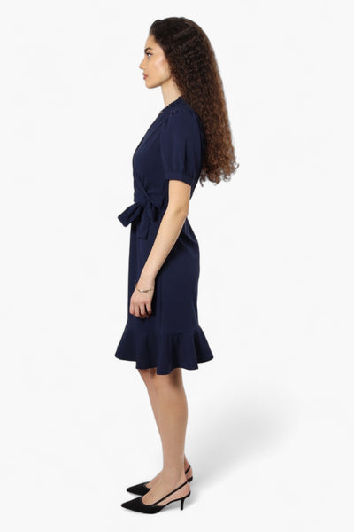 Limite Belted Crossover Day Dress - Navy - Womens Day Dresses - Fairweather