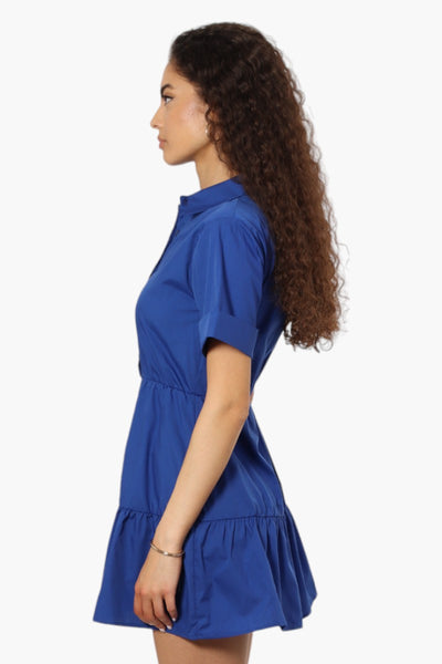 New Look Button Up Short Sleeve Day Dress - Blue - Womens Day Dresses - Fairweather