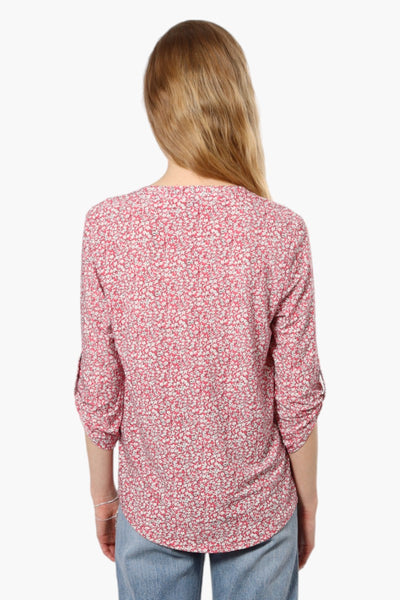 Beechers Brook Floral Front Pocket Henley Shirt - Pink - Womens Shirts & Blouses - Fairweather
