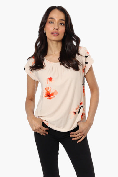 Beechers Brook Floral Cap Sleeve Blouse - Peach - Womens Shirts & Blouses - Fairweather