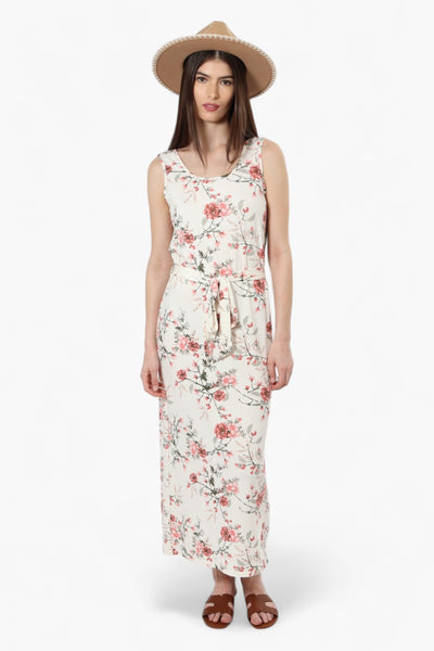 International INC Company Belted Floral Maxi Dress - White - Womens Maxi Dresses - Fairweather