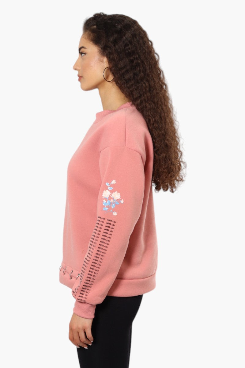 Lili Sport Crewneck Sleeve Detail Sweatshirt - Pink - Womens Hoodies & Sweatshirts - Fairweather