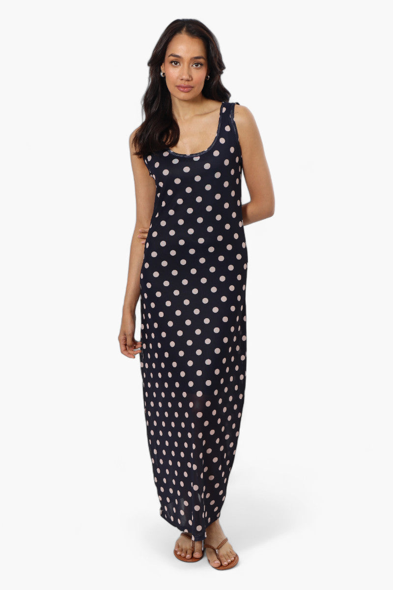 Majora Polka Dot Pattern Maxi Dress - Navy - Womens Maxi Dresses - Fairweather
