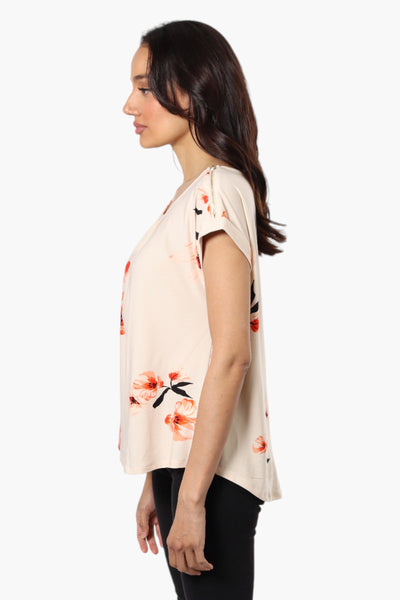 Beechers Brook Floral Cap Sleeve Blouse - Peach - Womens Shirts & Blouses - Fairweather