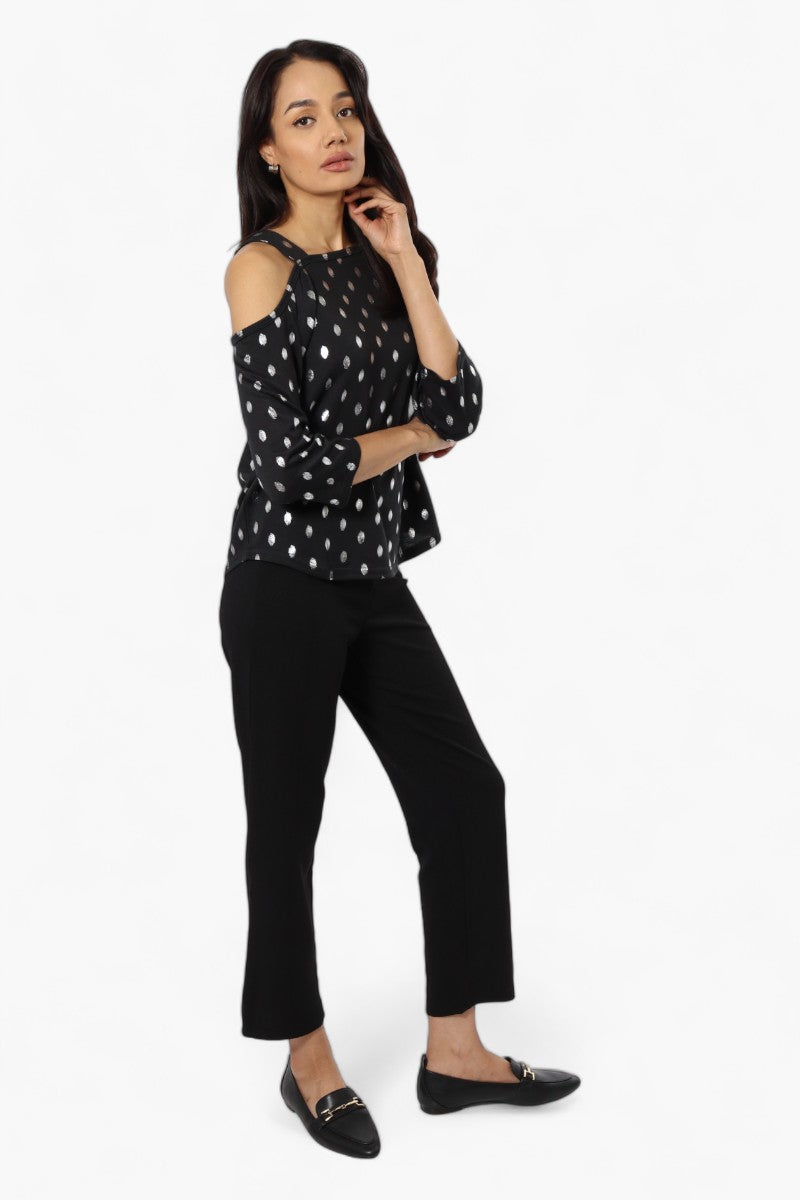 New Look Polka Dot Cold Shoulder Blouse - Black - Womens Shirts & Blouses - Fairweather