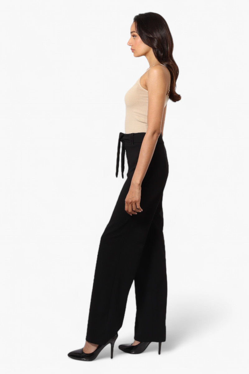 Limite Solid Belted Pants Black