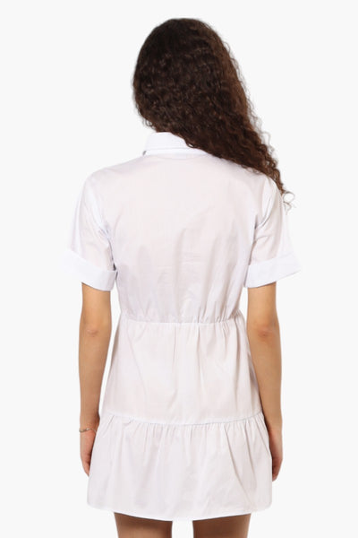 New Look Button Up Short Sleeve Day Dress - White - Womens Day Dresses - Fairweather