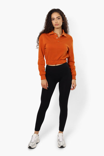 Miss Selfie Collared Cropped Sweatshirt - Orange - Womens Hoodies & Sweatshirts - Fairweather