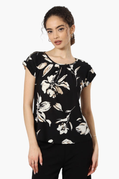 Beechers Brook Floral Zip Shoulder Blouse - Black - Womens Shirts & Blouses - Fairweather