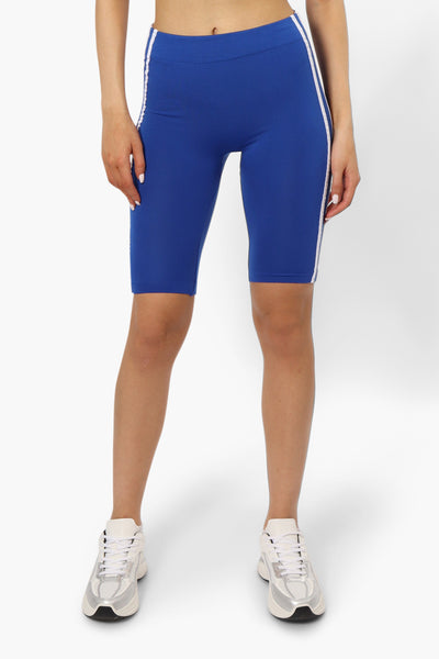 New Look Side Stripe Biker Shorts - Blue - Womens Shorts & Capris - Fairweather