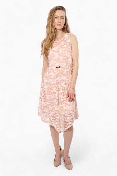 Limite Sleeveless Butterfly Pattern Day Dress - Pink - Womens Day Dresses - Fairweather