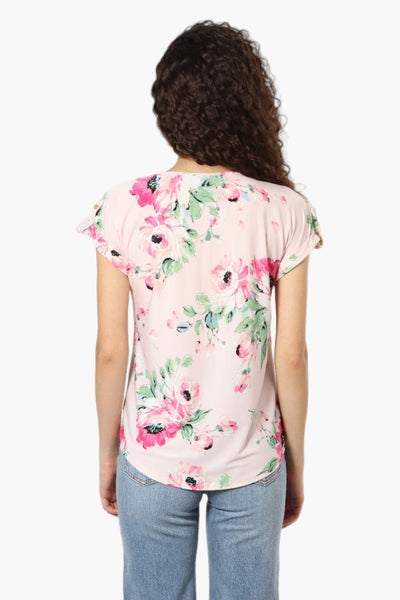 Beechers Brook Floral Half Zip Tee - Pink - Womens Tees & Tank Tops - Fairweather