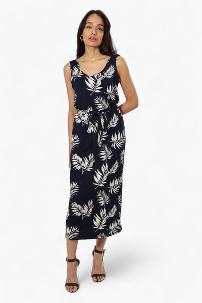 International INC Company Belted Patterned Maxi Dress - Navy - Womens Maxi Dresses - Fairweather