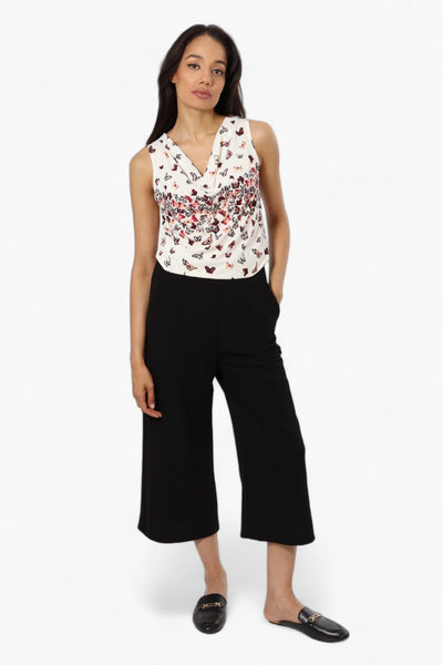 Impress Butterfly Pattern Cowl Neck Tank Top - White - Womens Tees & Tank Tops - Fairweather