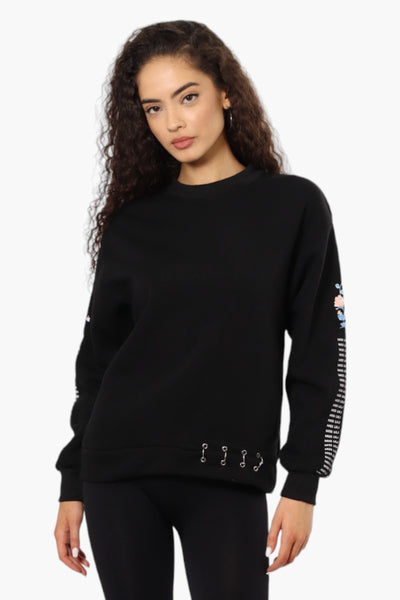 Lili Sport Crewneck Sleeve Detail Sweatshirt - Black - Womens Hoodies & Sweatshirts - Fairweather