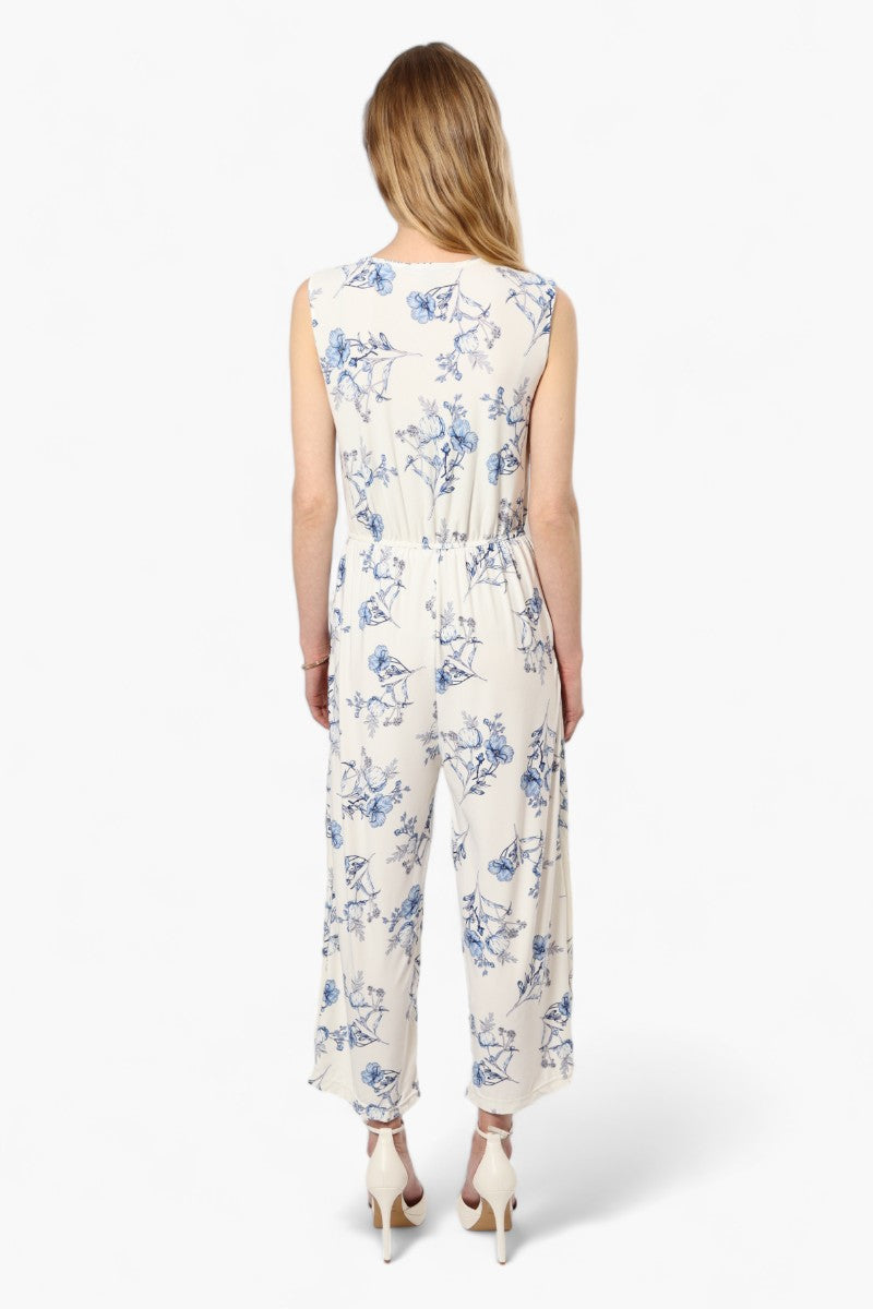 Beechers Brook Floral Sleeveless Jumpsuit - White - Womens Jumpsuits & Rompers - Fairweather
