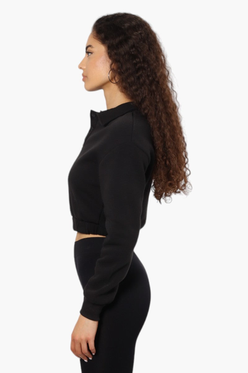 Miss Selfie Collared Cropped Sweatshirt - Black - Womens Hoodies & Sweatshirts - Fairweather